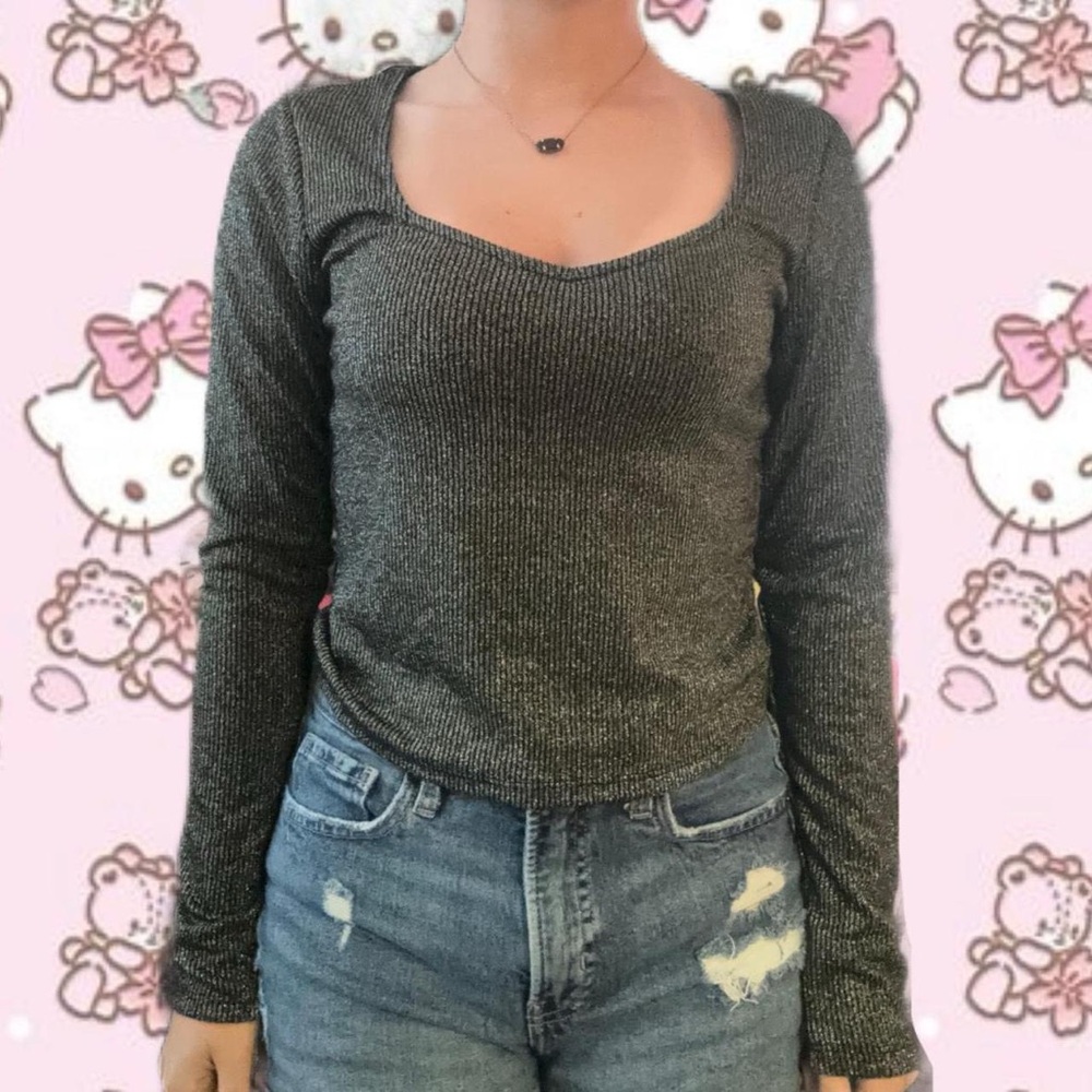 Old Navy Grey Shimmer Long Sleeved